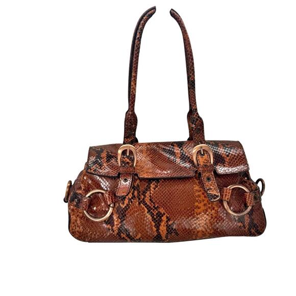 Adrienne Vittadini Snakeskin Leather Baguette Western Shoulder Bag One Size NWOT - Picture 5 of 11